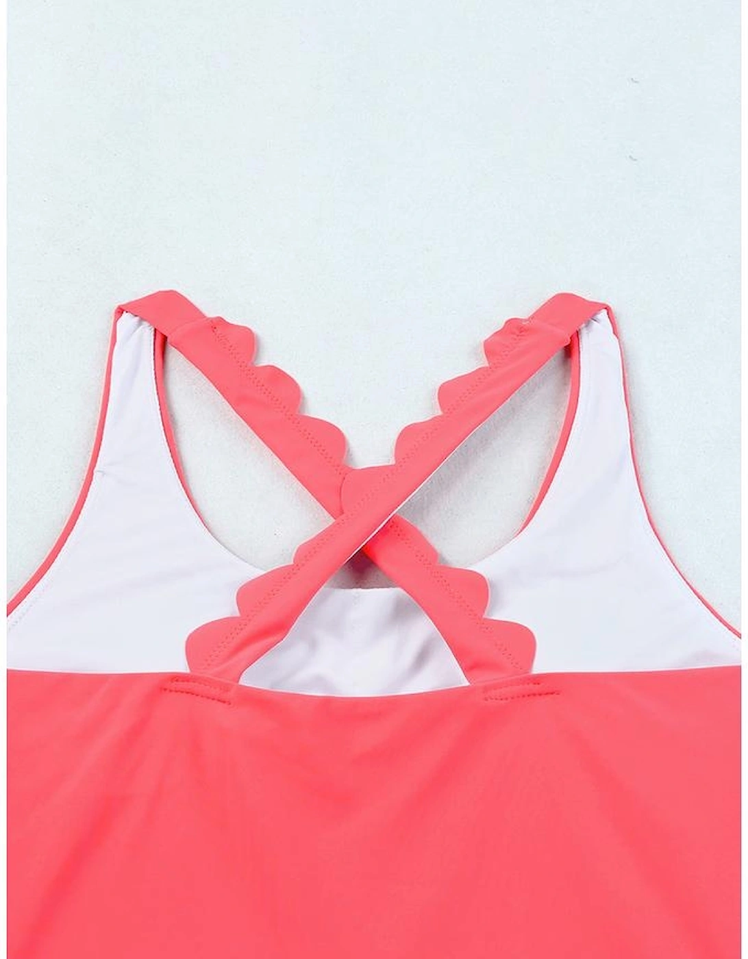 Pink Scalloped Criss Cross High Waist Bikini