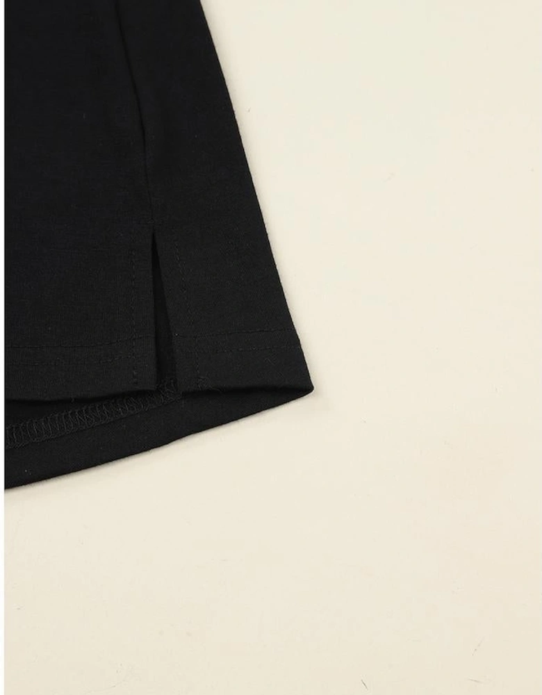 Black Button Up High Waist Long Sleeve Dress