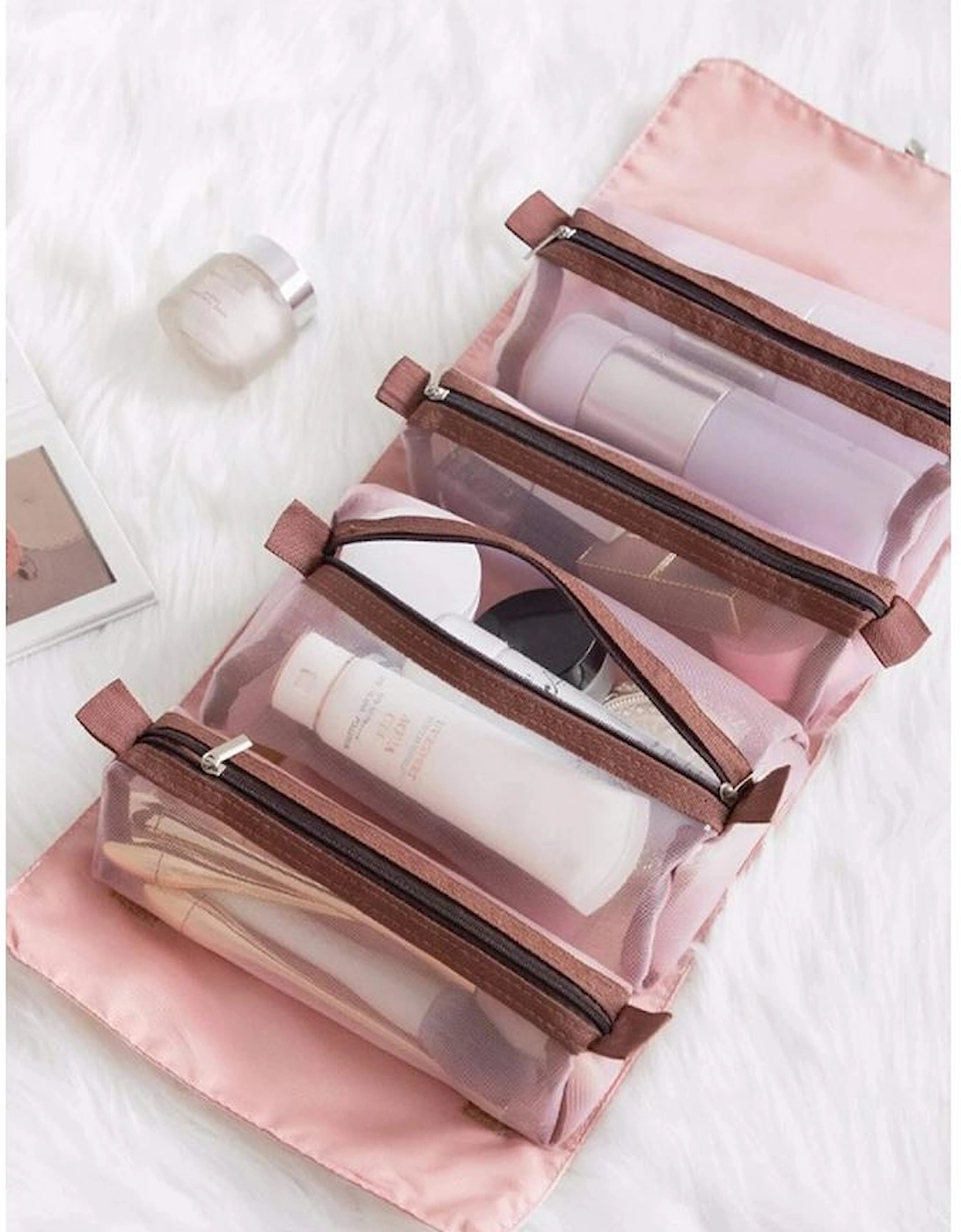Pink Leegoo Detachable 4-in-1 Foldable Makeup Bag