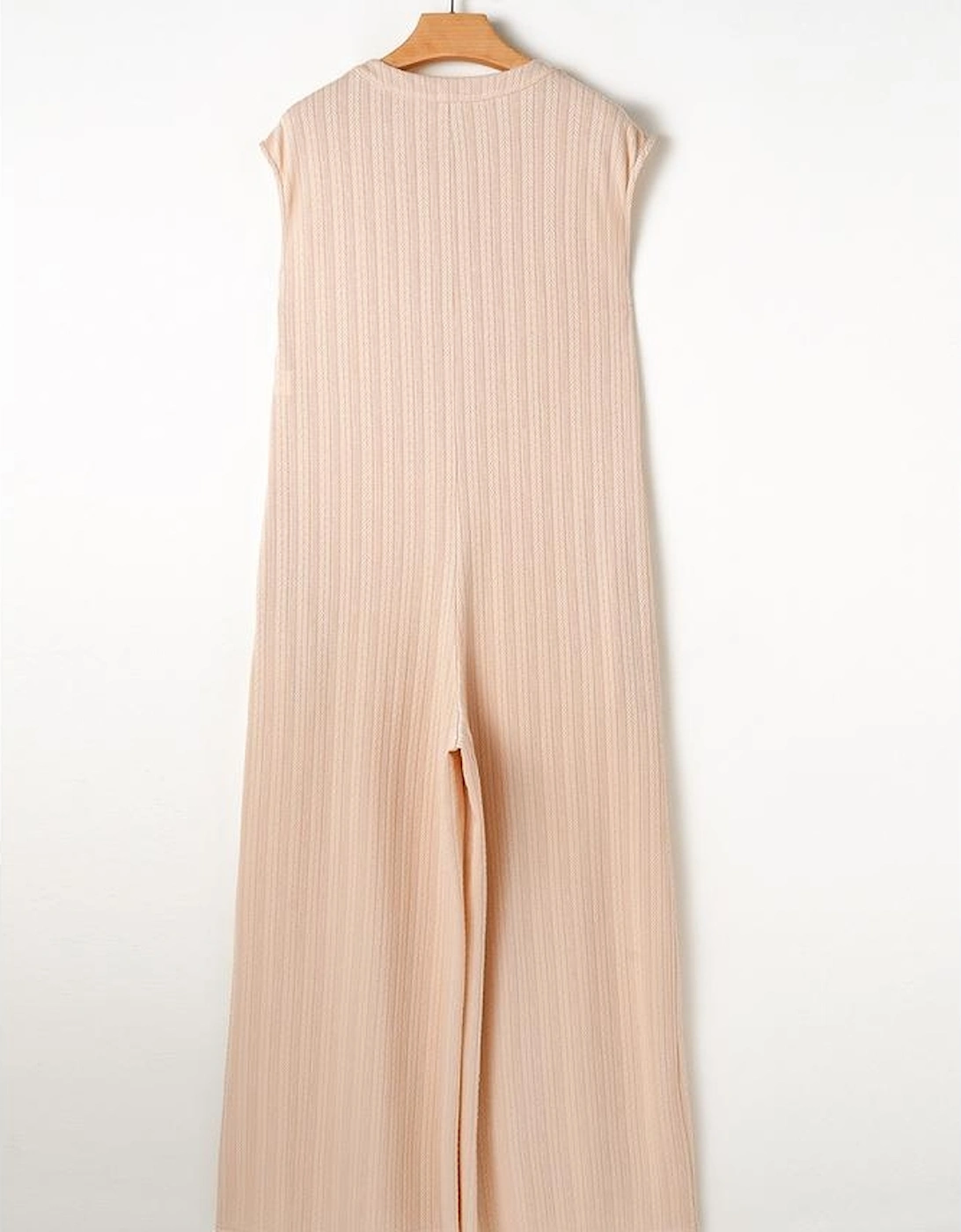 Smoke Gray Textured Buttoned Wide Leg Sleeveless Jumpsuit