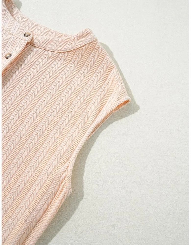 Smoke Gray Textured Buttoned Wide Leg Sleeveless Jumpsuit