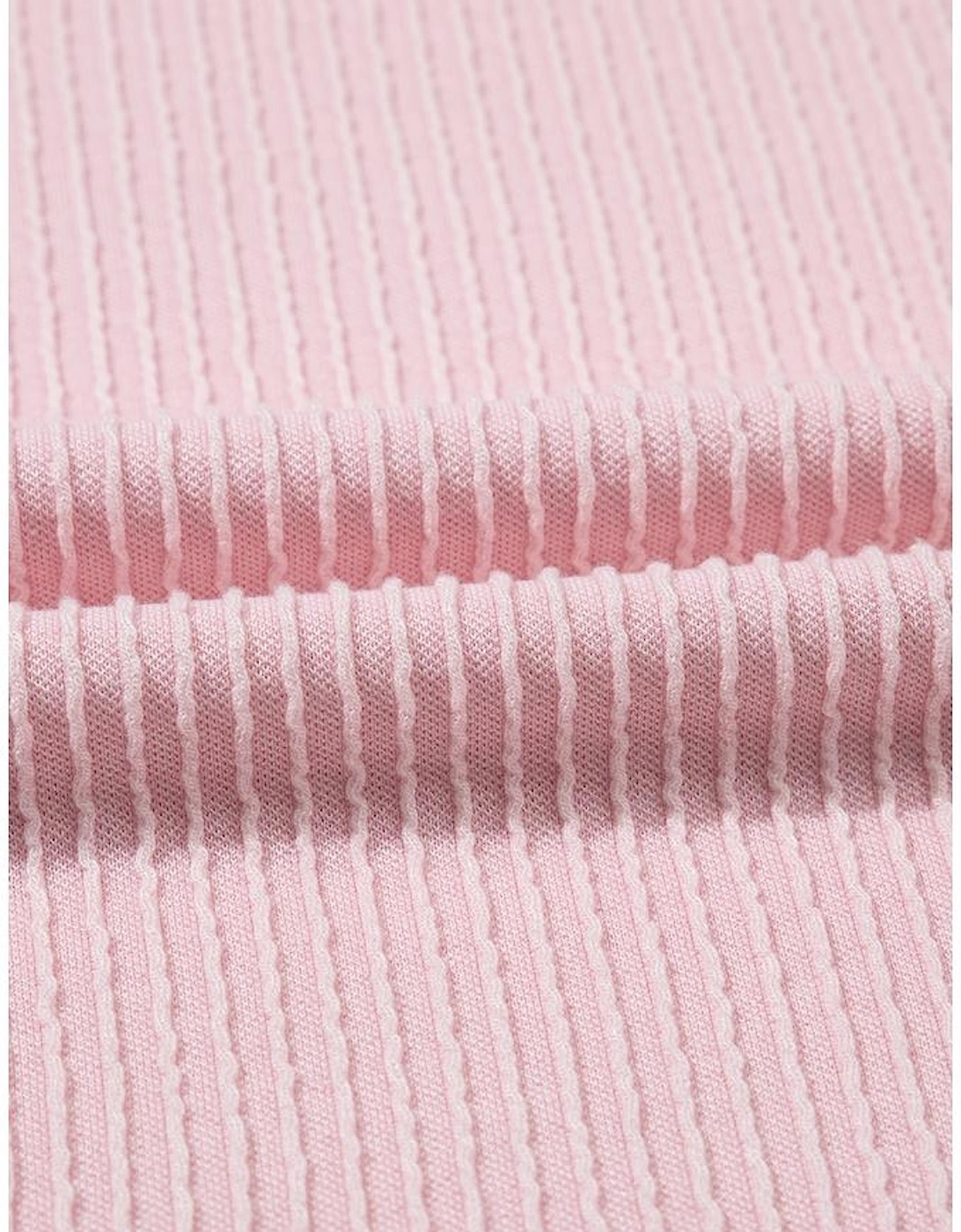 Pink Color Block Corded Knit Crew Neck Tee