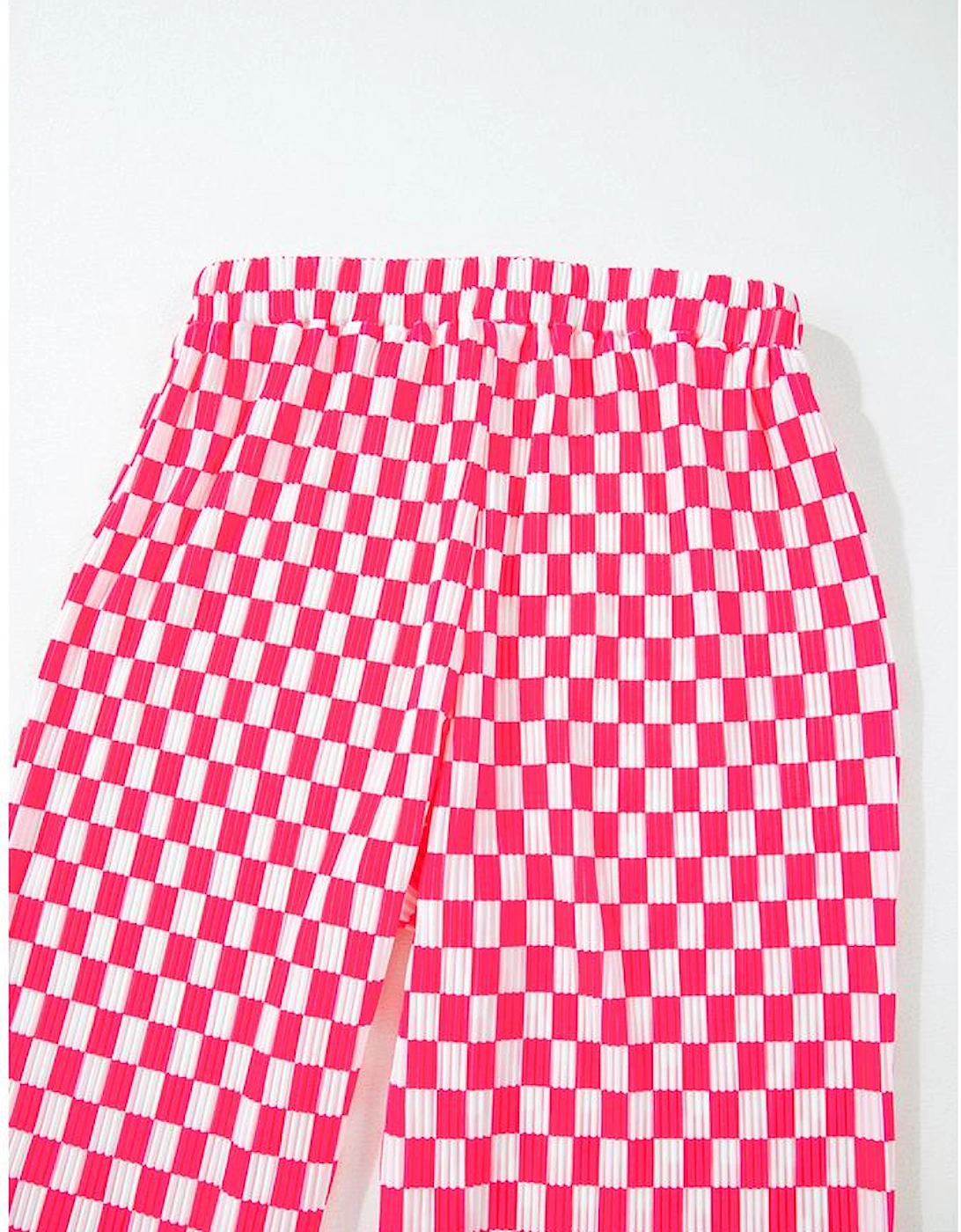 Pink Checkered Buttoned Shirt and High Waist Pants Pajama Set