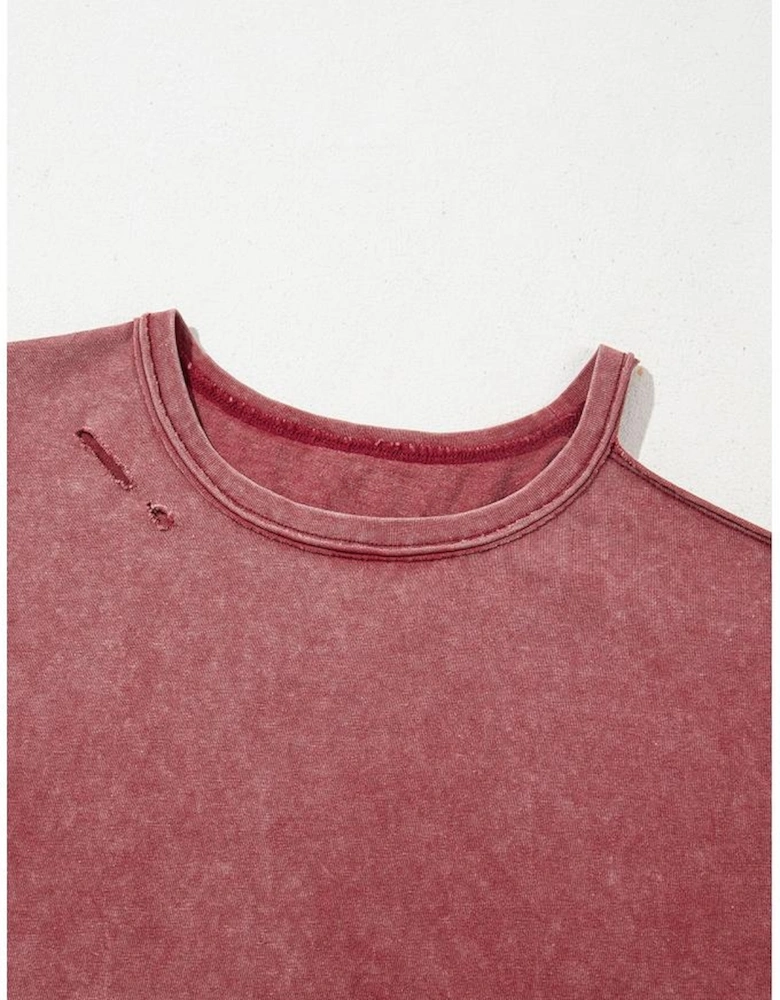 Clay One Shoulder Half Sleeve Oversized Tunic T Shirt