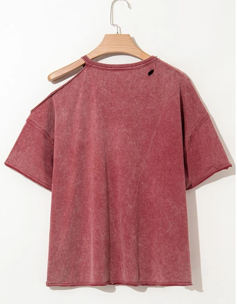 Clay One Shoulder Half Sleeve Oversized Tunic T Shirt
