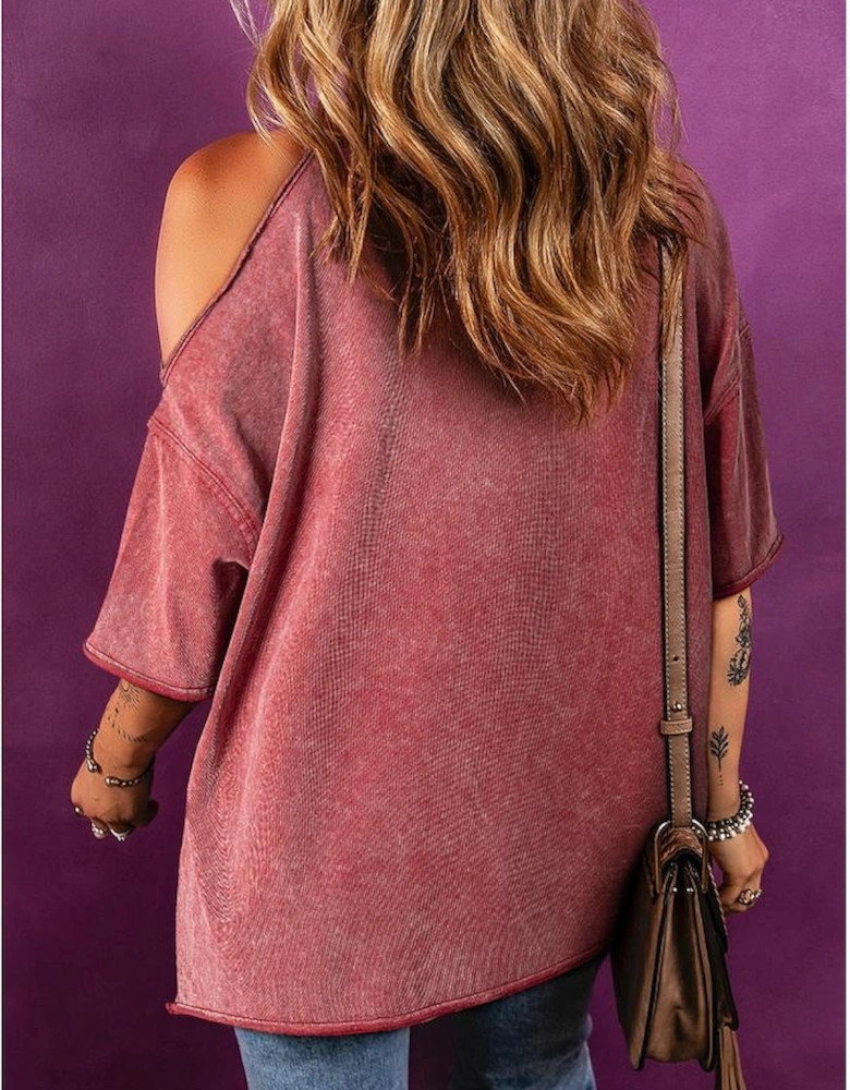 Clay One Shoulder Half Sleeve Oversized Tunic T Shirt