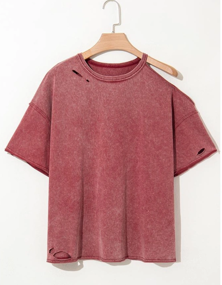 Clay One Shoulder Half Sleeve Oversized Tunic T Shirt