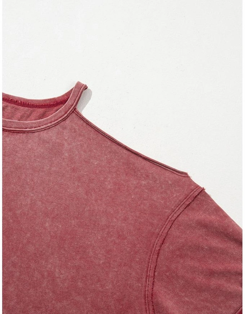 Clay One Shoulder Half Sleeve Oversized Tunic T Shirt