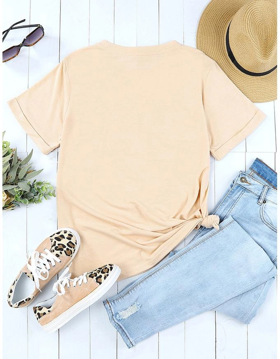 Khaki Valentines Multi Pattern Heart Shape Graphic T Shirt