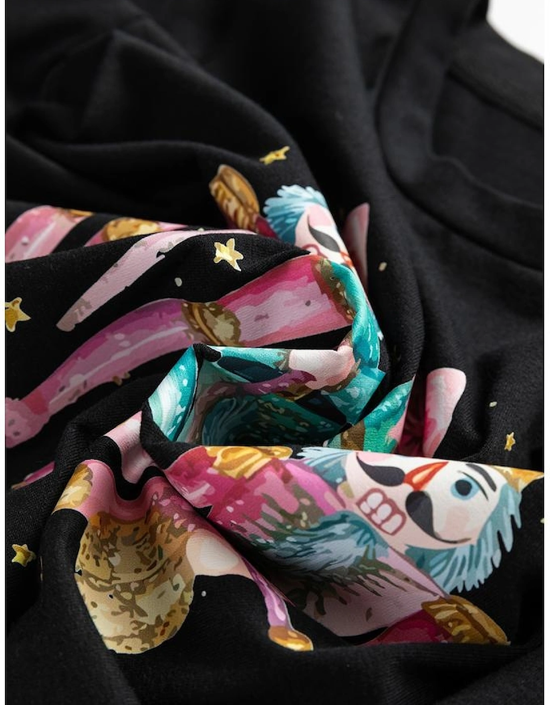 Black Nutcracker Merry Christmas Printed Crewneck T Shirt