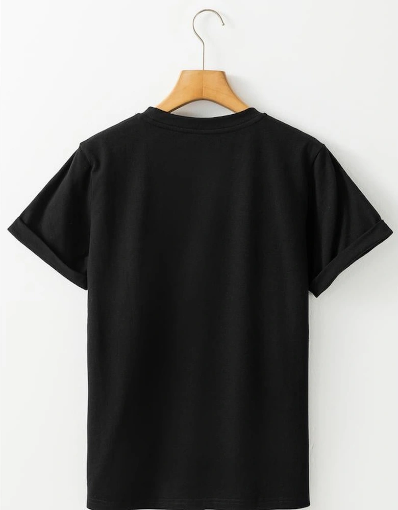 Black Nutcracker Merry Christmas Printed Crewneck T Shirt