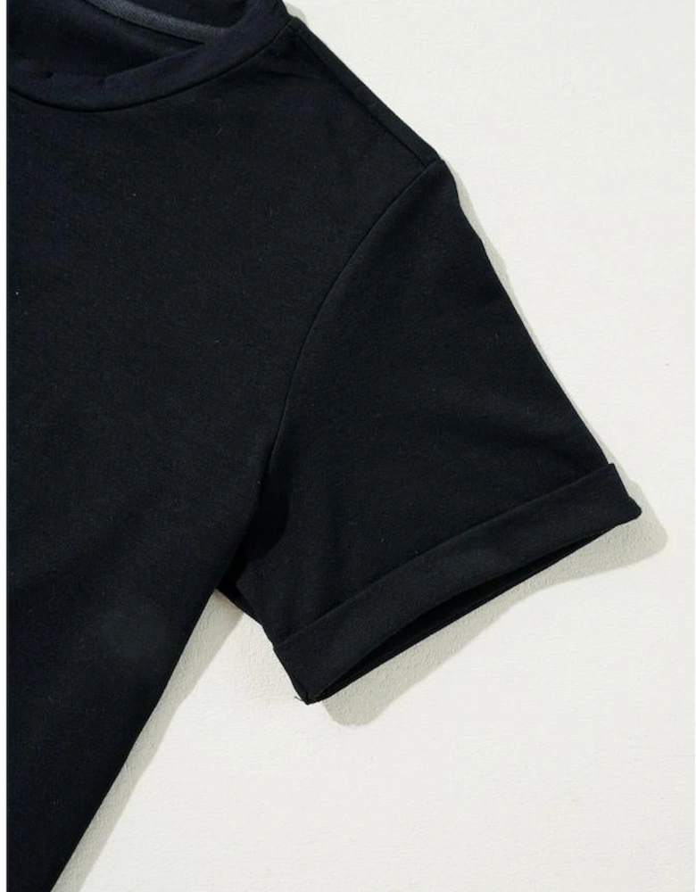 Black Rhinestone Christmas Tree Round Neck Graphic Tee