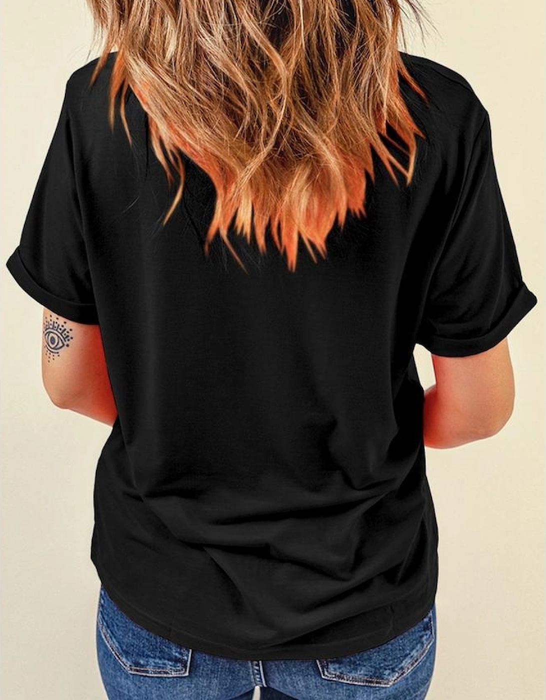 Black Rhinestone Christmas Tree Round Neck Graphic Tee