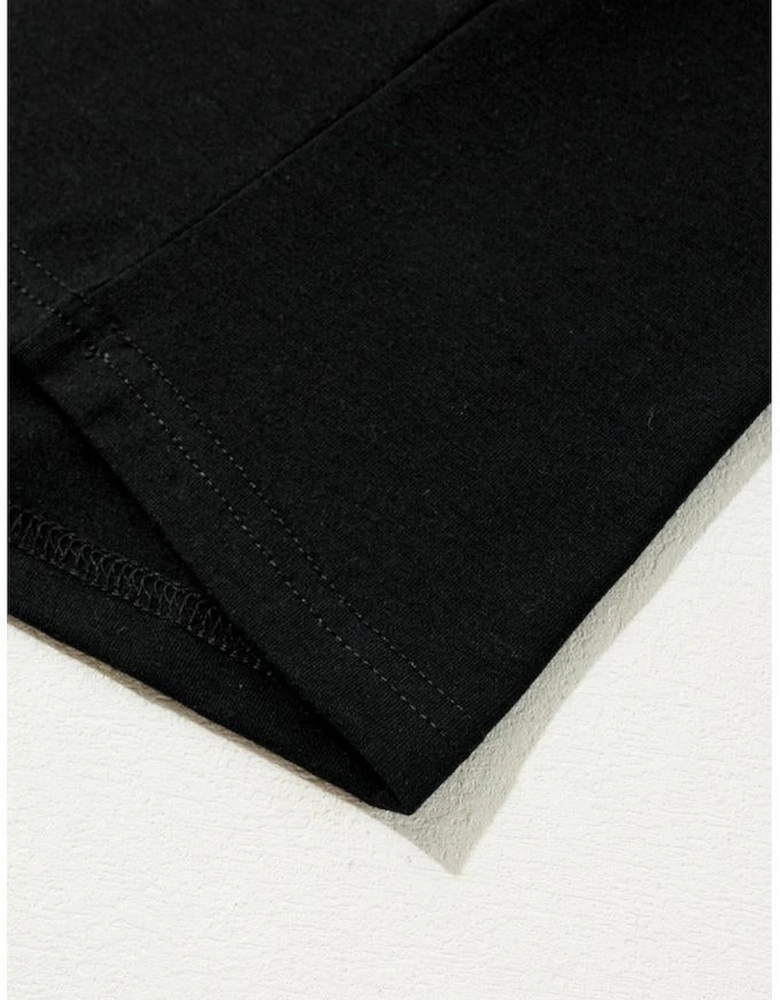 Black Rhinestone Christmas Tree Round Neck Graphic Tee