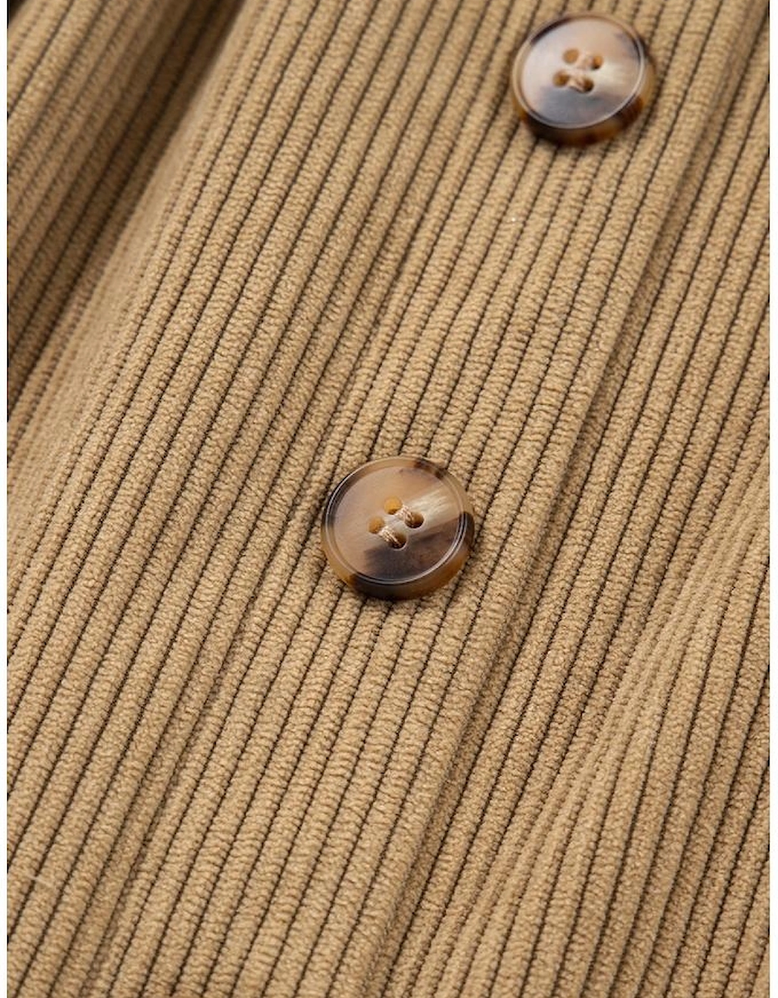 Camel Corduroy Buttoned Front Faux Pockets Mini Skirt