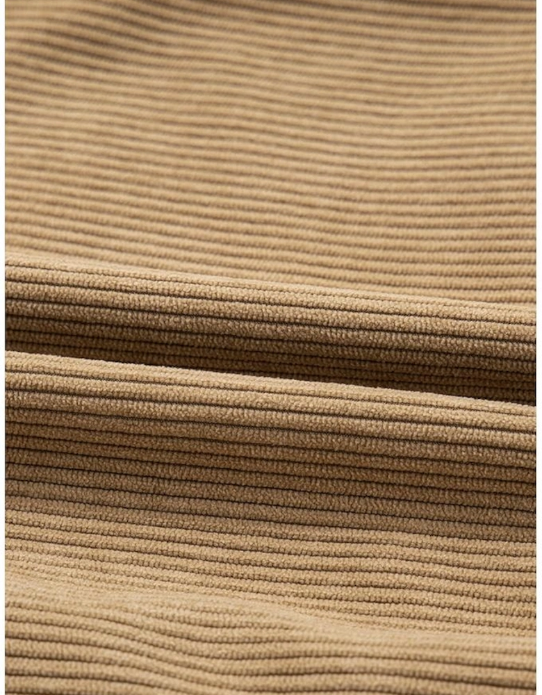 Camel Corduroy Buttoned Front Faux Pockets Mini Skirt