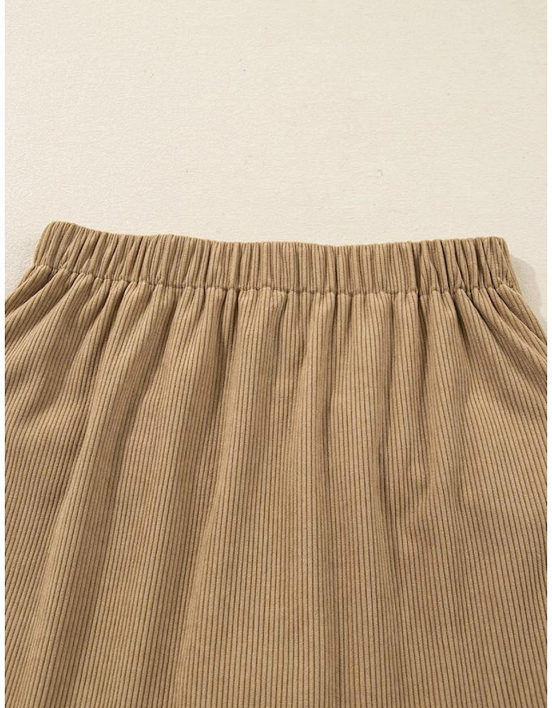 Camel Corduroy Buttoned Front Faux Pockets Mini Skirt