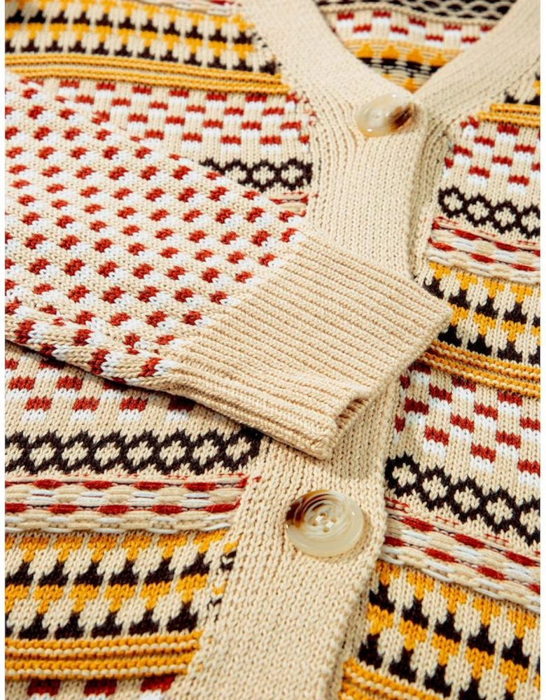 Khaki Buttoned V Neck Cropped Cardigan