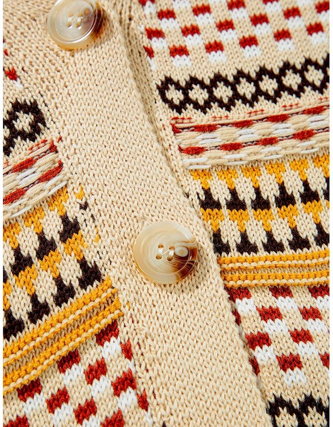 Khaki Buttoned V Neck Cropped Cardigan