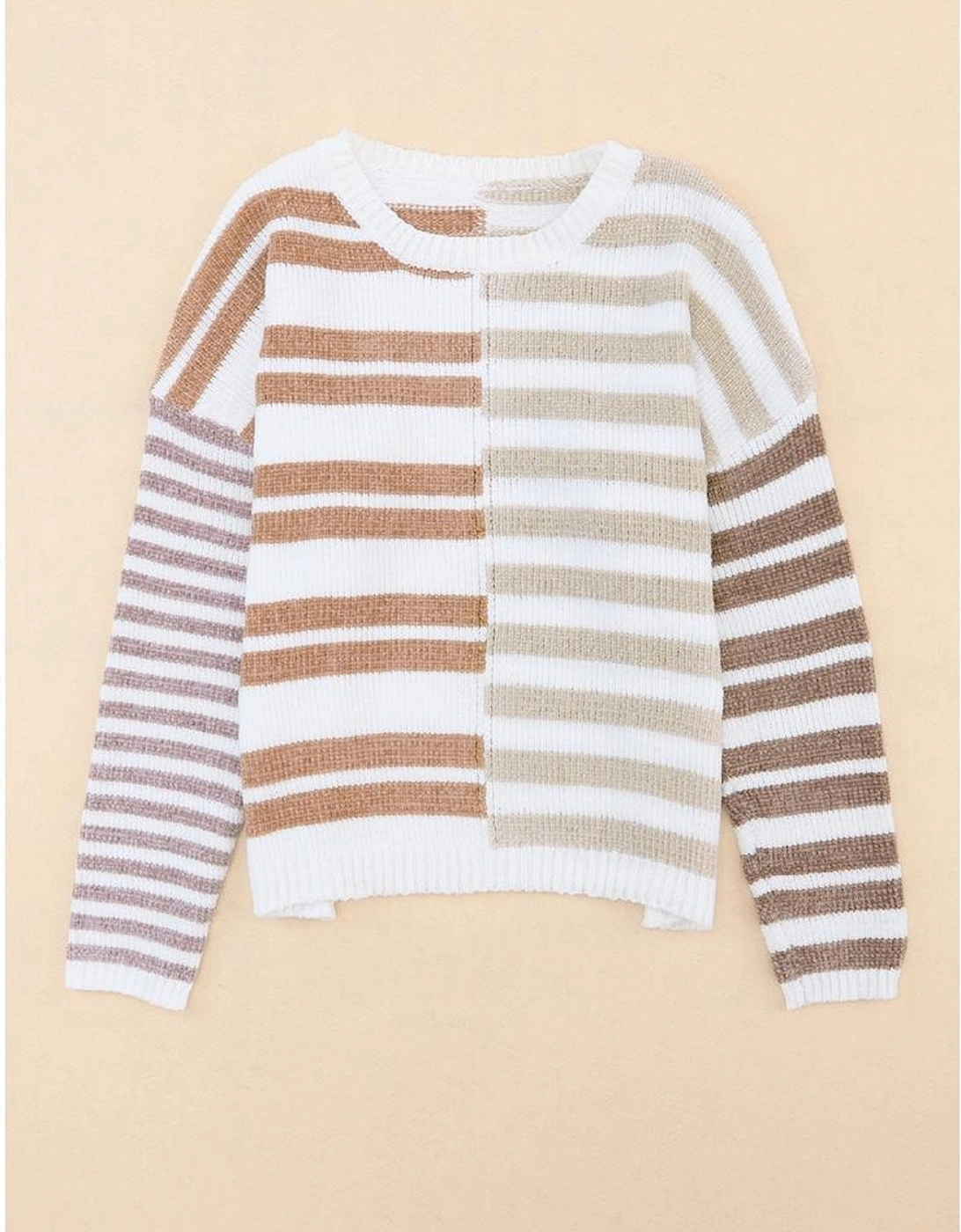 Stripe Blocked Drop Shoulder Slouchy Sweater