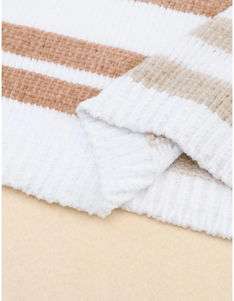 Stripe Blocked Drop Shoulder Slouchy Sweater