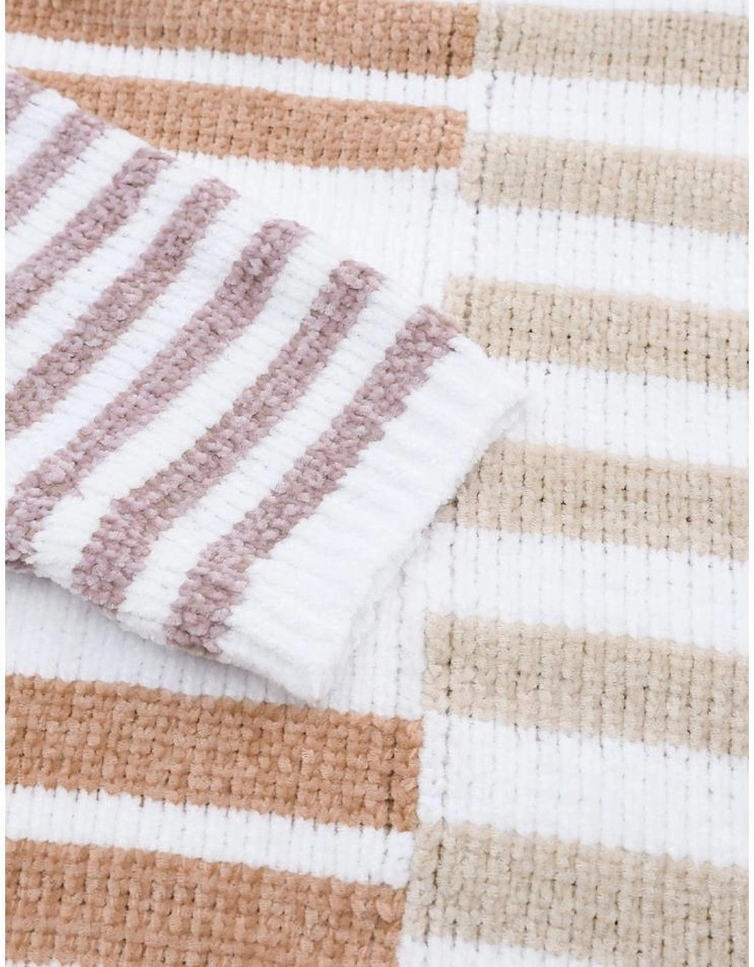 Stripe Blocked Drop Shoulder Slouchy Sweater