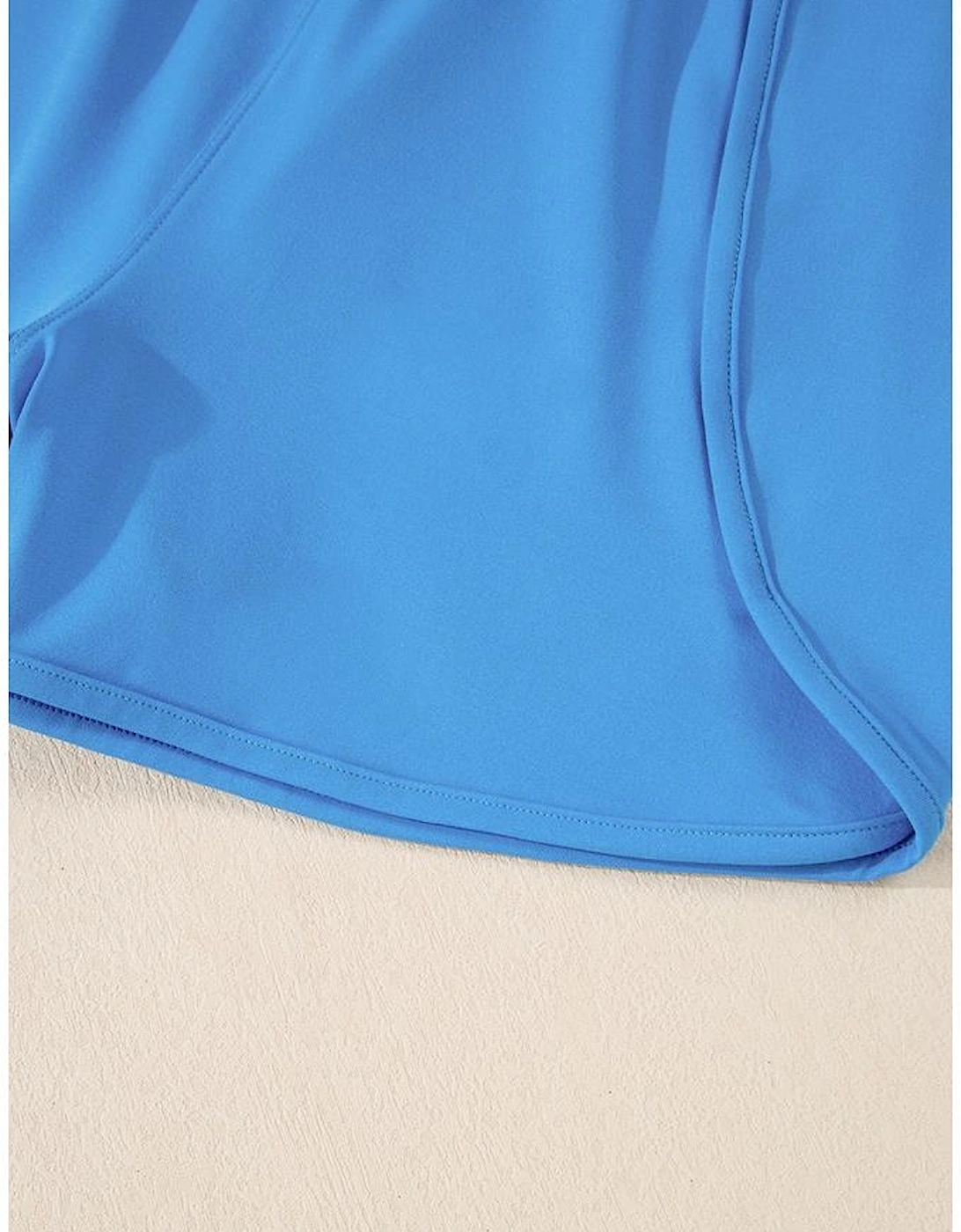 Blue Crossed Spaghetti Straps Drawstring Waist Sporty Romper