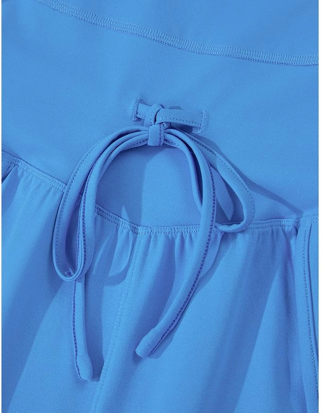 Blue Crossed Spaghetti Straps Drawstring Waist Sporty Romper