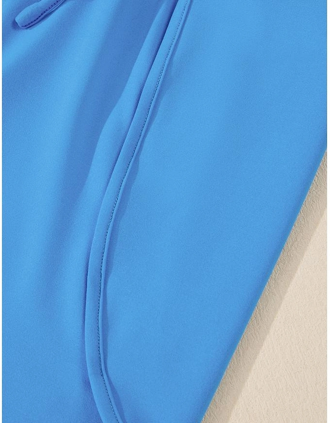 Blue Crossed Spaghetti Straps Drawstring Waist Sporty Romper