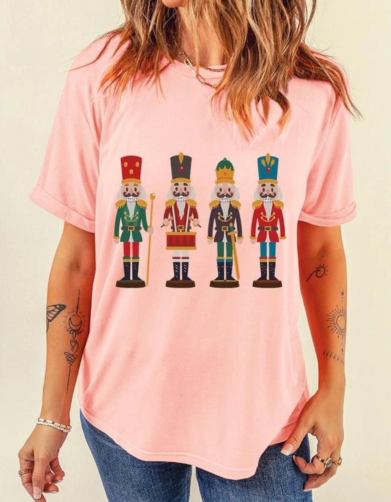 Pink Cute Nutcracker Graphic Crewneck Christmas T Shirt