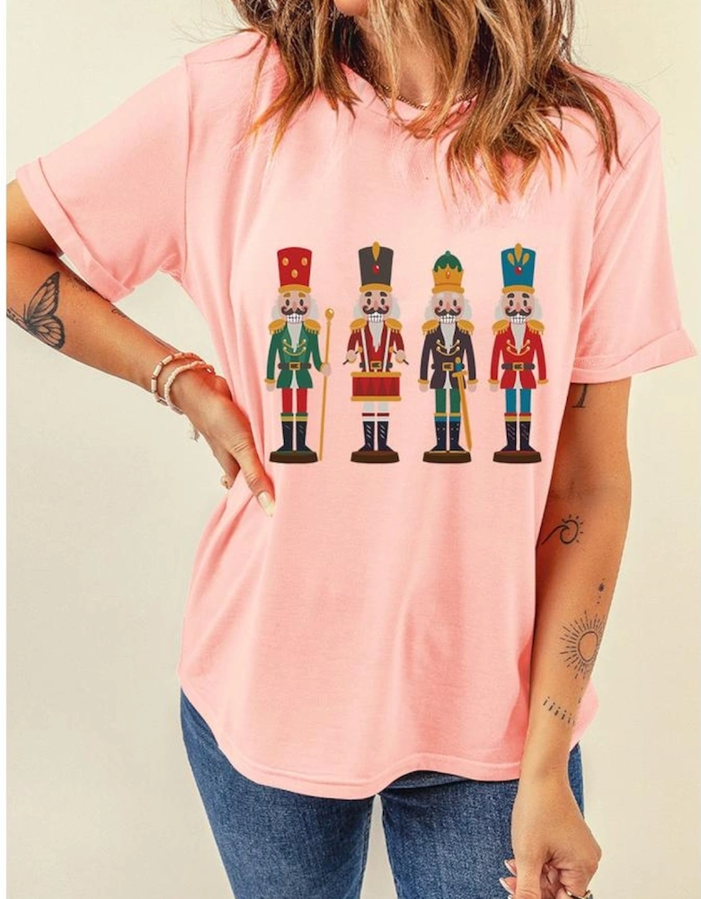 Pink Cute Nutcracker Graphic Crewneck Christmas T Shirt