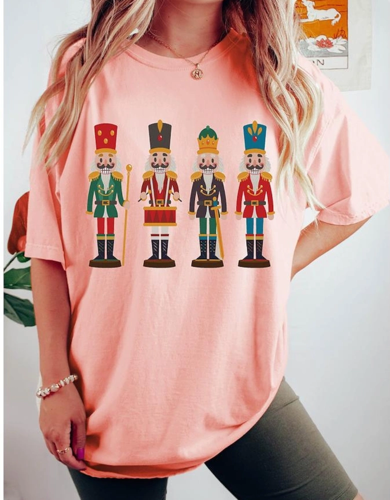 Pink Cute Nutcracker Graphic Crewneck Christmas T Shirt