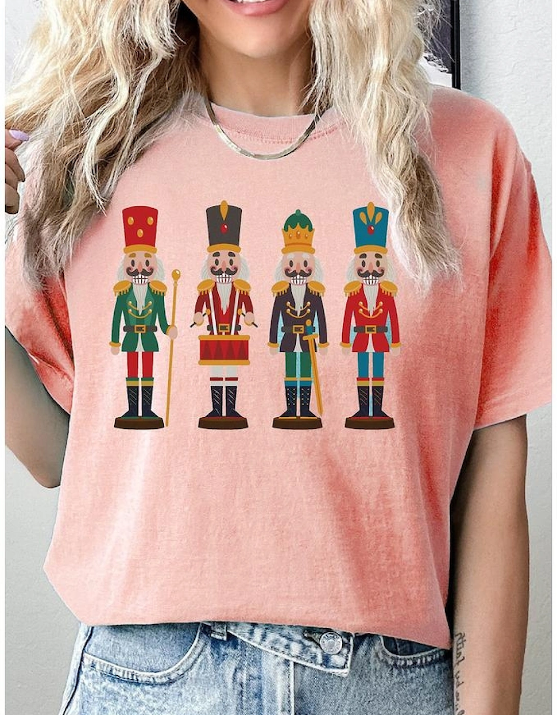 Pink Cute Nutcracker Graphic Crewneck Christmas T Shirt