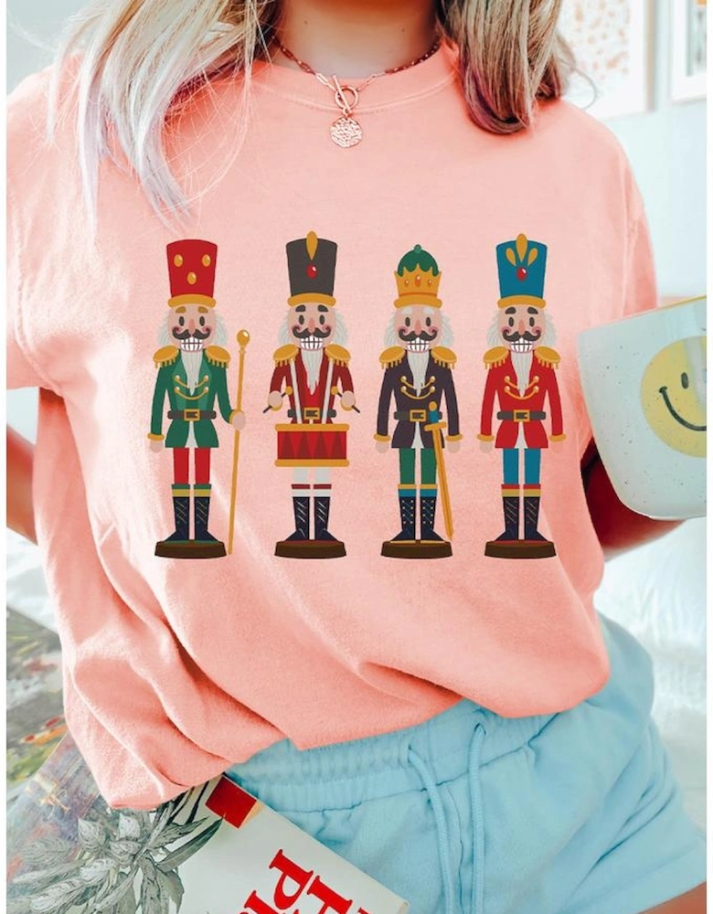 Pink Cute Nutcracker Graphic Crewneck Christmas T Shirt