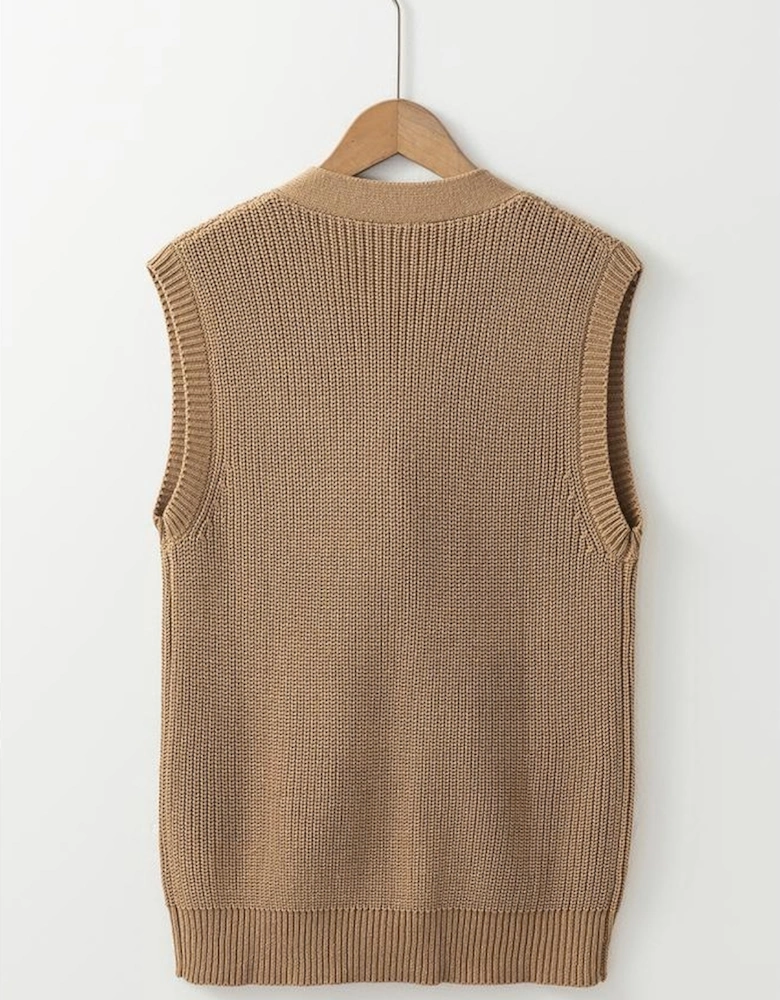 Parchment V Neck Buttoned Front Sweater Vest