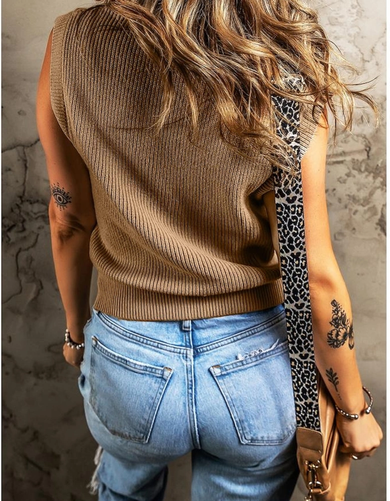 Parchment V Neck Buttoned Front Sweater Vest