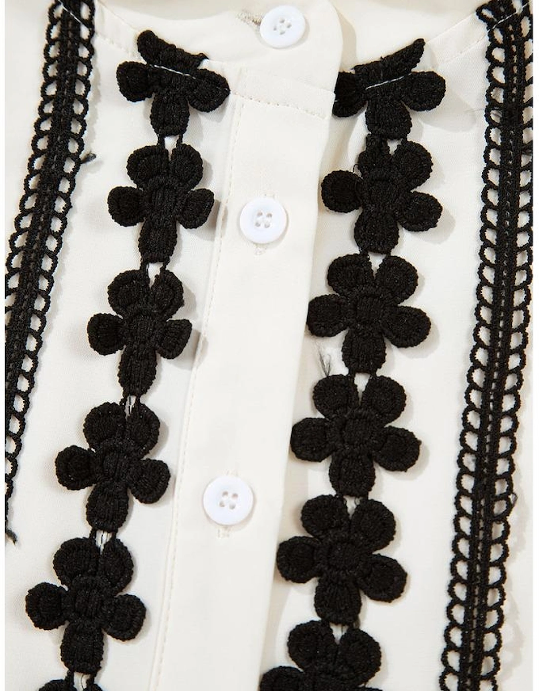 Beige Floral Embroidered Stand Neck Buttoned Shirt