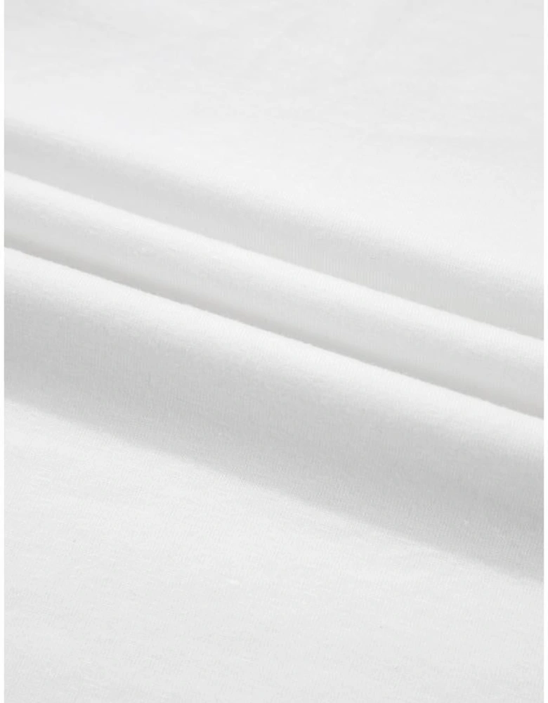 White Leopard Patchwork Crochet Lace Trim Puff Sleeve T Shirt