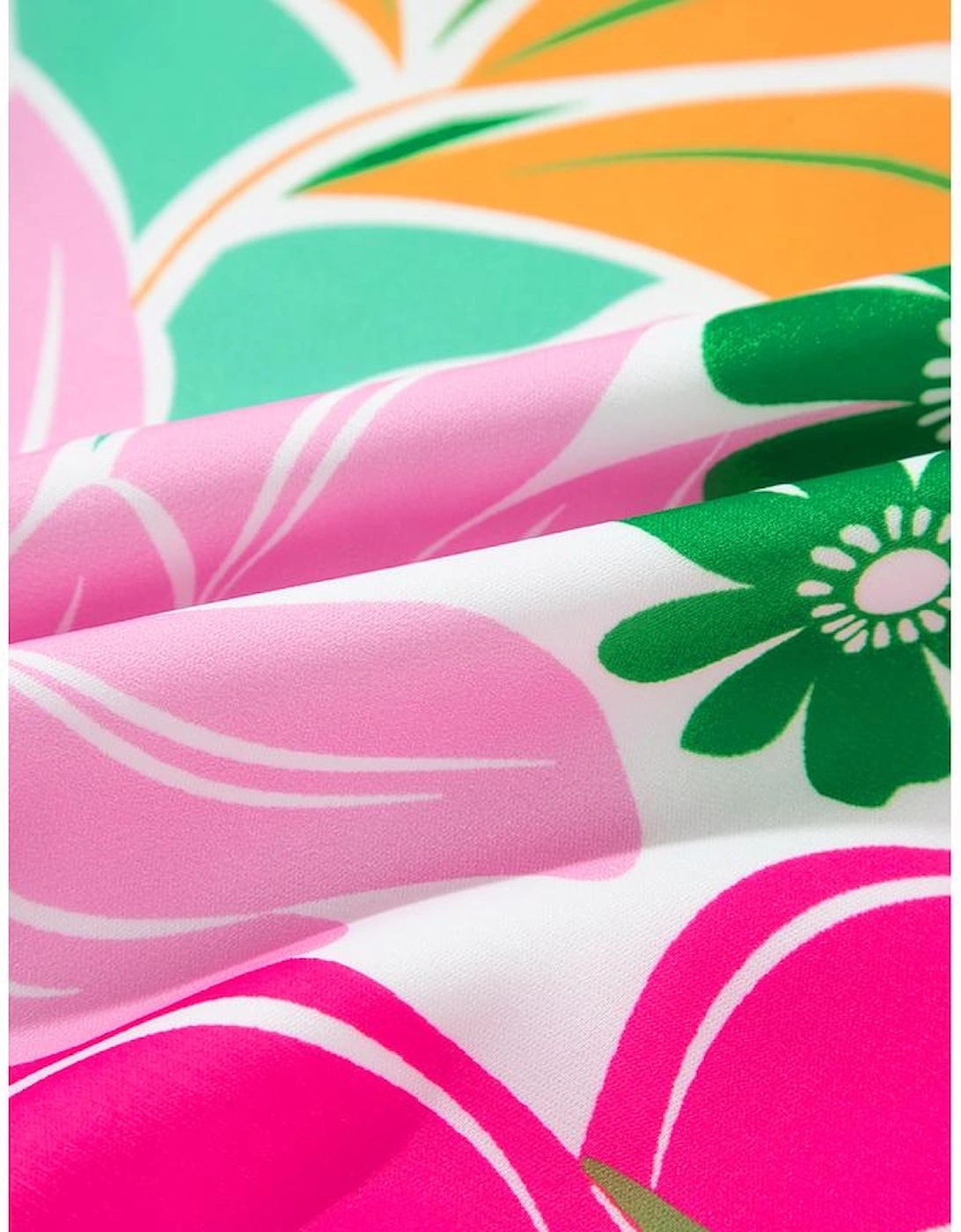 Green Multicolor Botanical Bubble Sleeve Mini Dress