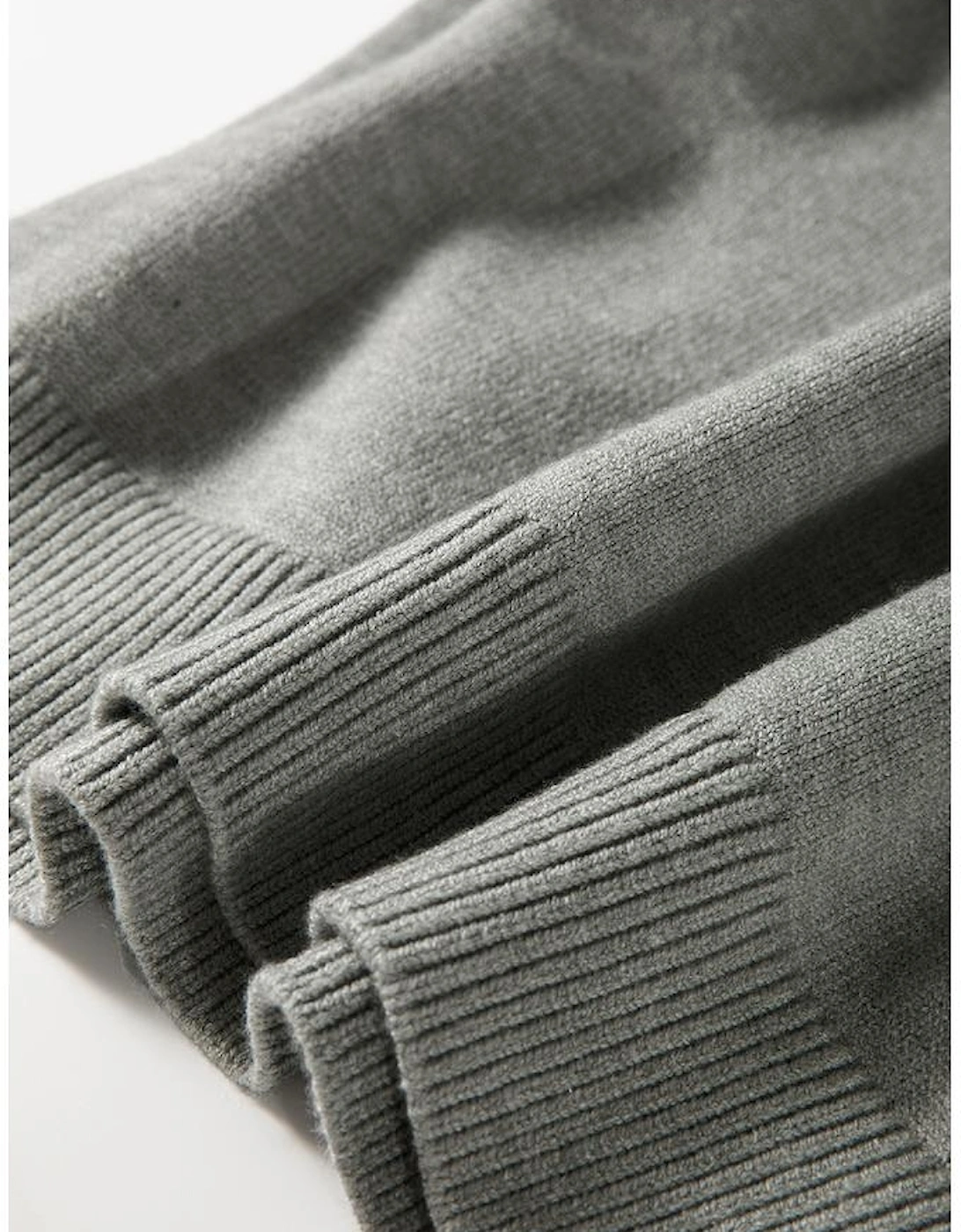 Light Grey Pearled Drop Shoulder Round Neck Sweater