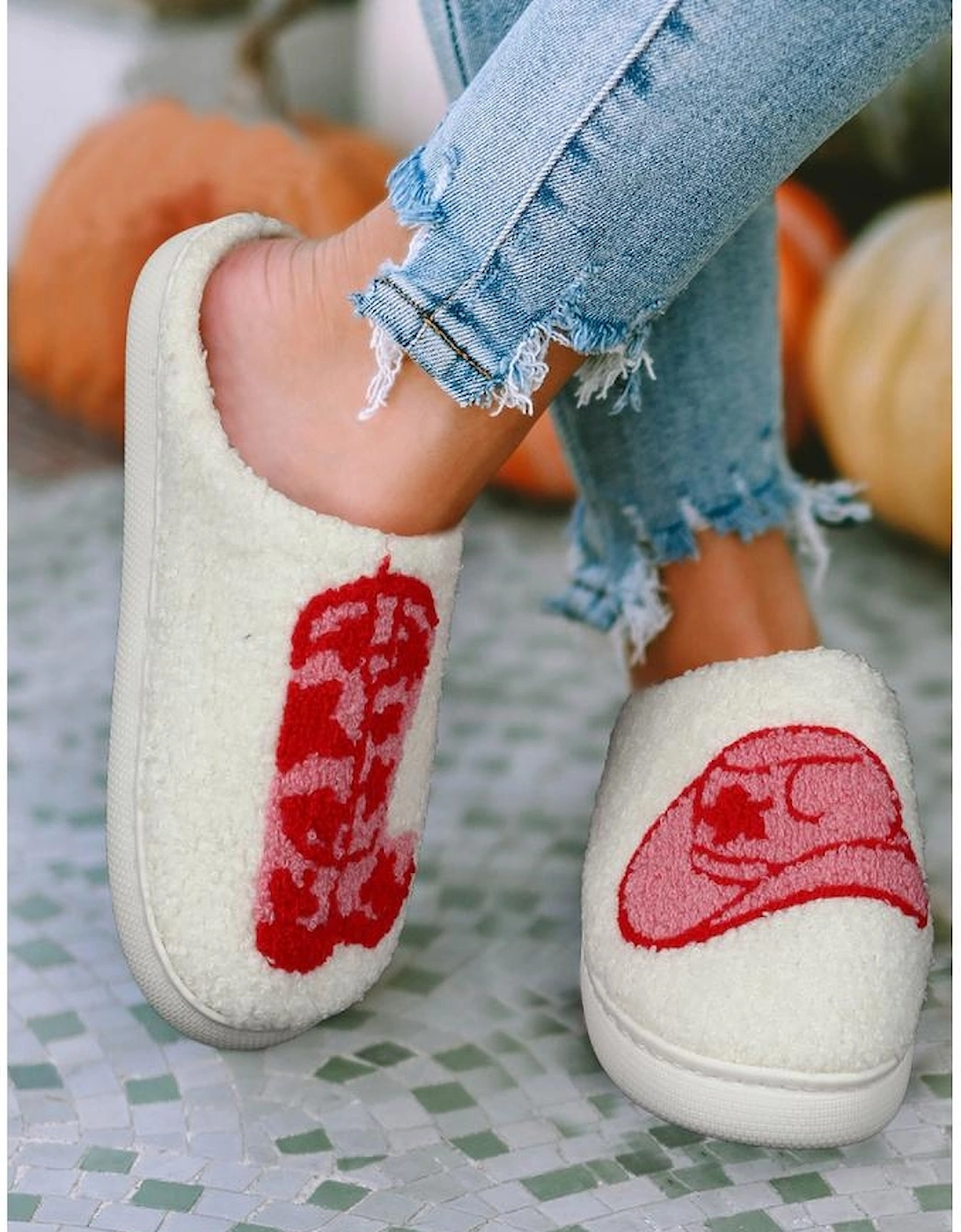 Rush Western Graphic Embroidered Sherpa Home Slippers