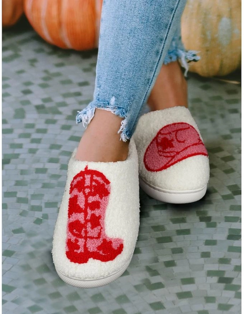 Rush Western Graphic Embroidered Sherpa Home Slippers