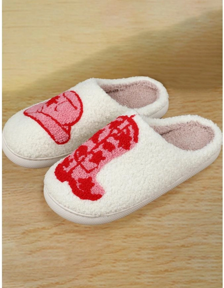 Rush Western Graphic Embroidered Sherpa Home Slippers