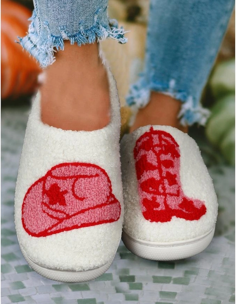Rush Western Graphic Embroidered Sherpa Home Slippers