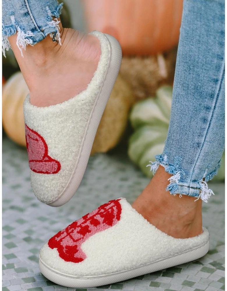 Rush Western Graphic Embroidered Sherpa Home Slippers