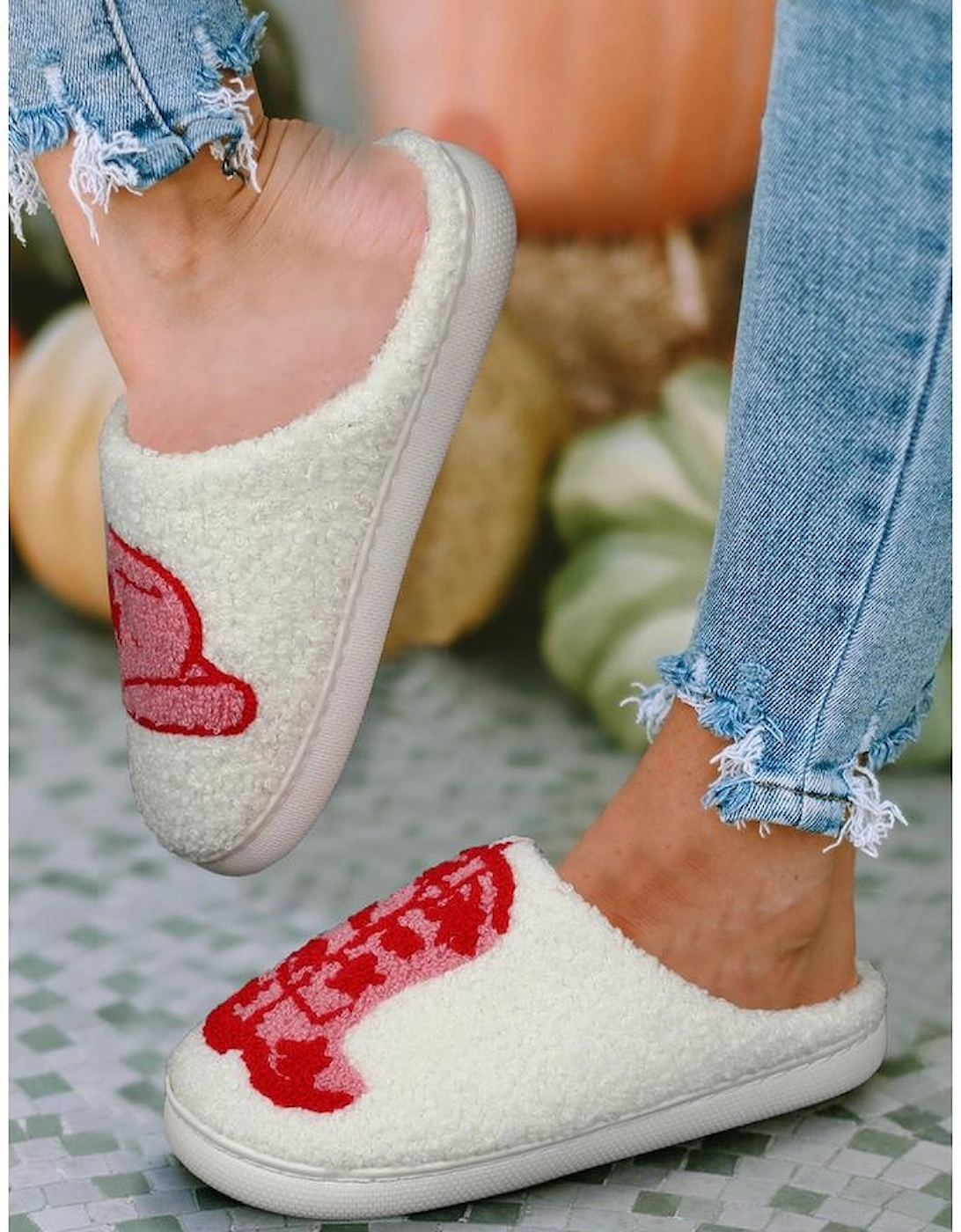 Rush Western Graphic Embroidered Sherpa Home Slippers