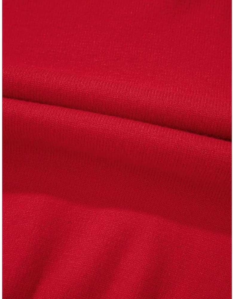 Fiery Red Pearl Beaded Merry Casual Sweater