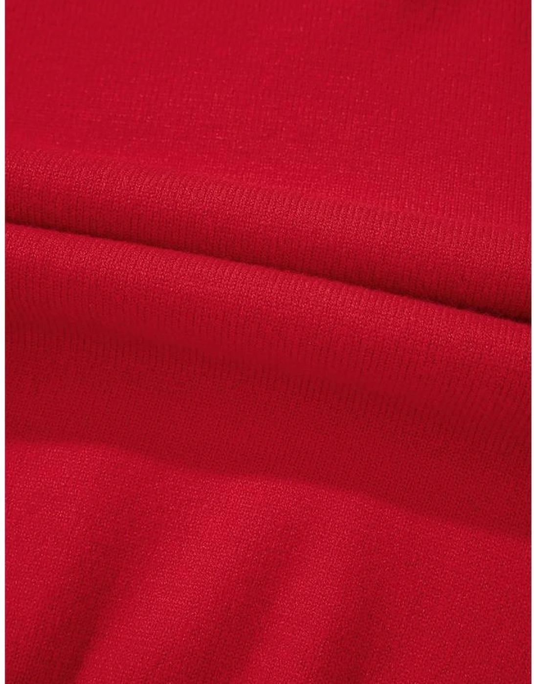 Fiery Red Pearl Beaded Merry Casual Sweater