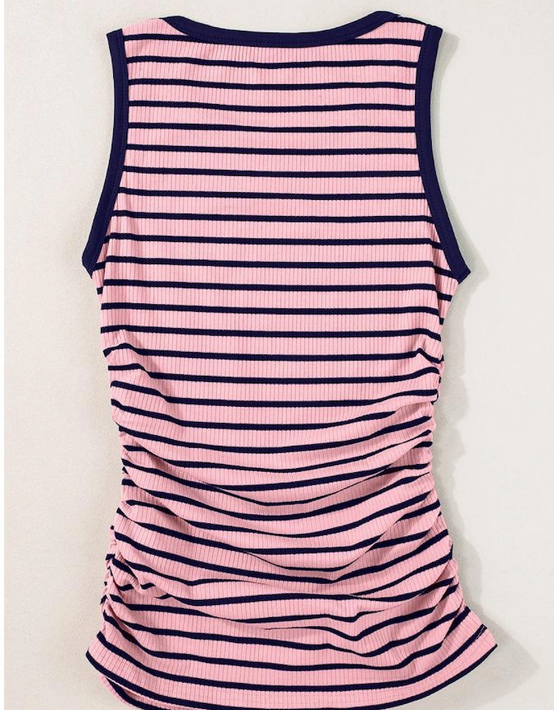 Black Stripe Contrast Round Neck Sleeveless Slim Top