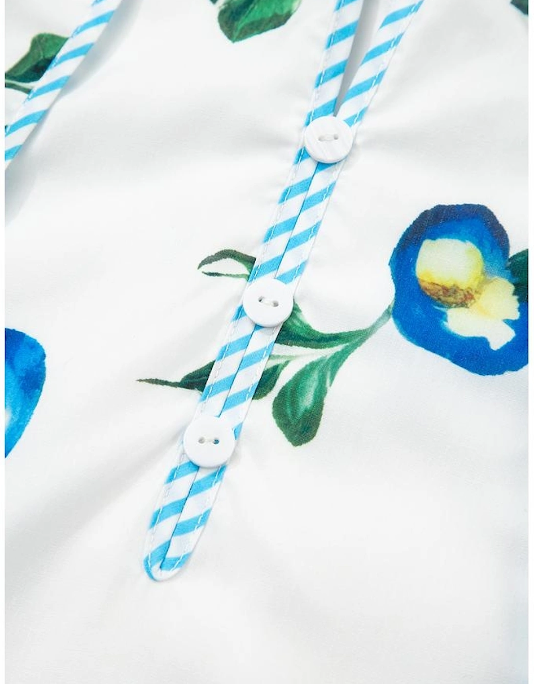 White Plus Size Floral Short Puff Sleeve Contrast Tie V Neck Dress